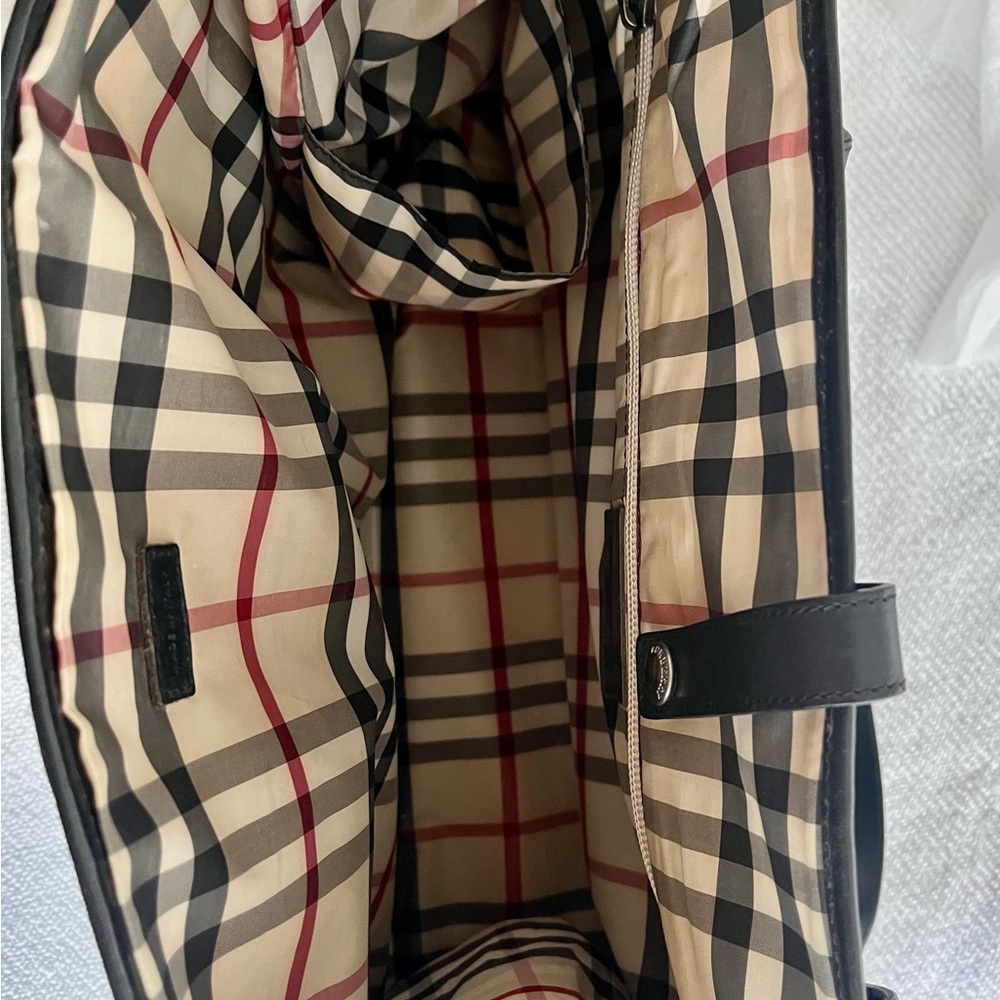 BURBERRY* Black Quilted Tote /  Nova Check lined Book / Shopping Bag
